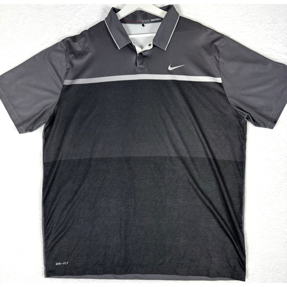 Nike Tiger Woods Collection Golf Polo Shirt Mens XXL Charcoal Performance Snap